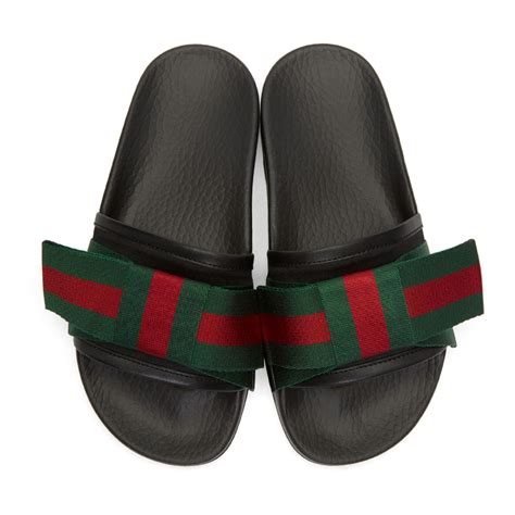 black gucci slides with bow|gucci slides outlet.